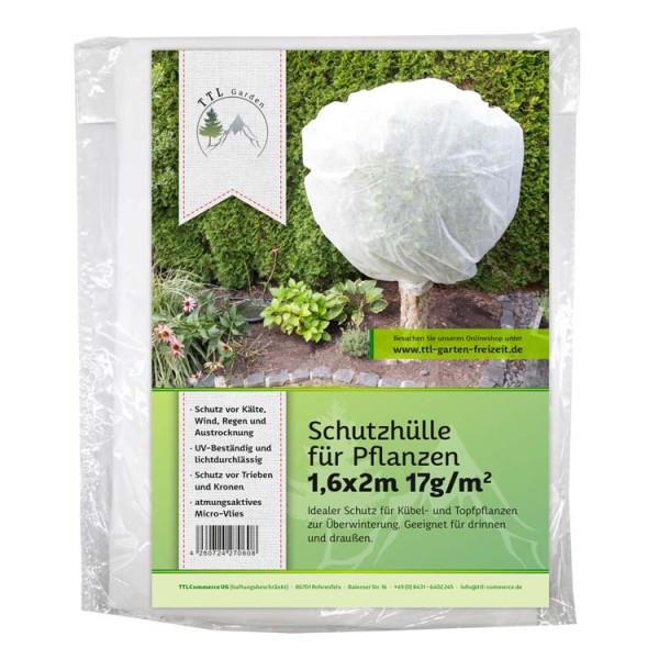 TTL Garden Schutzhülle für Pflanzen 17g/m² - Frostschutzvlies, Winterschutz, Vlieshülle